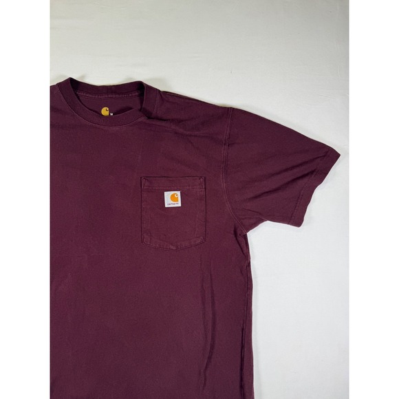 Carhartt Burgundy Short Sleeve Pocket T Shirt Mens Medium Original Fit - Picture 6 of 11